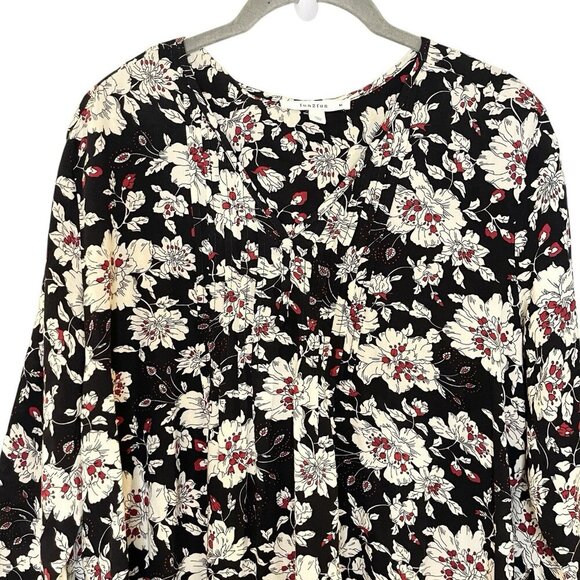 Fun 2 Fun Top Stitch Fix Women's Maley Blouse Size M Black Floral 3/4 Sleeve - Picture 3 of 6